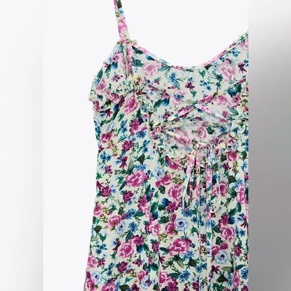 ZARA FLORAL PRINTED MIDI DRESS - Picture 12 of 13